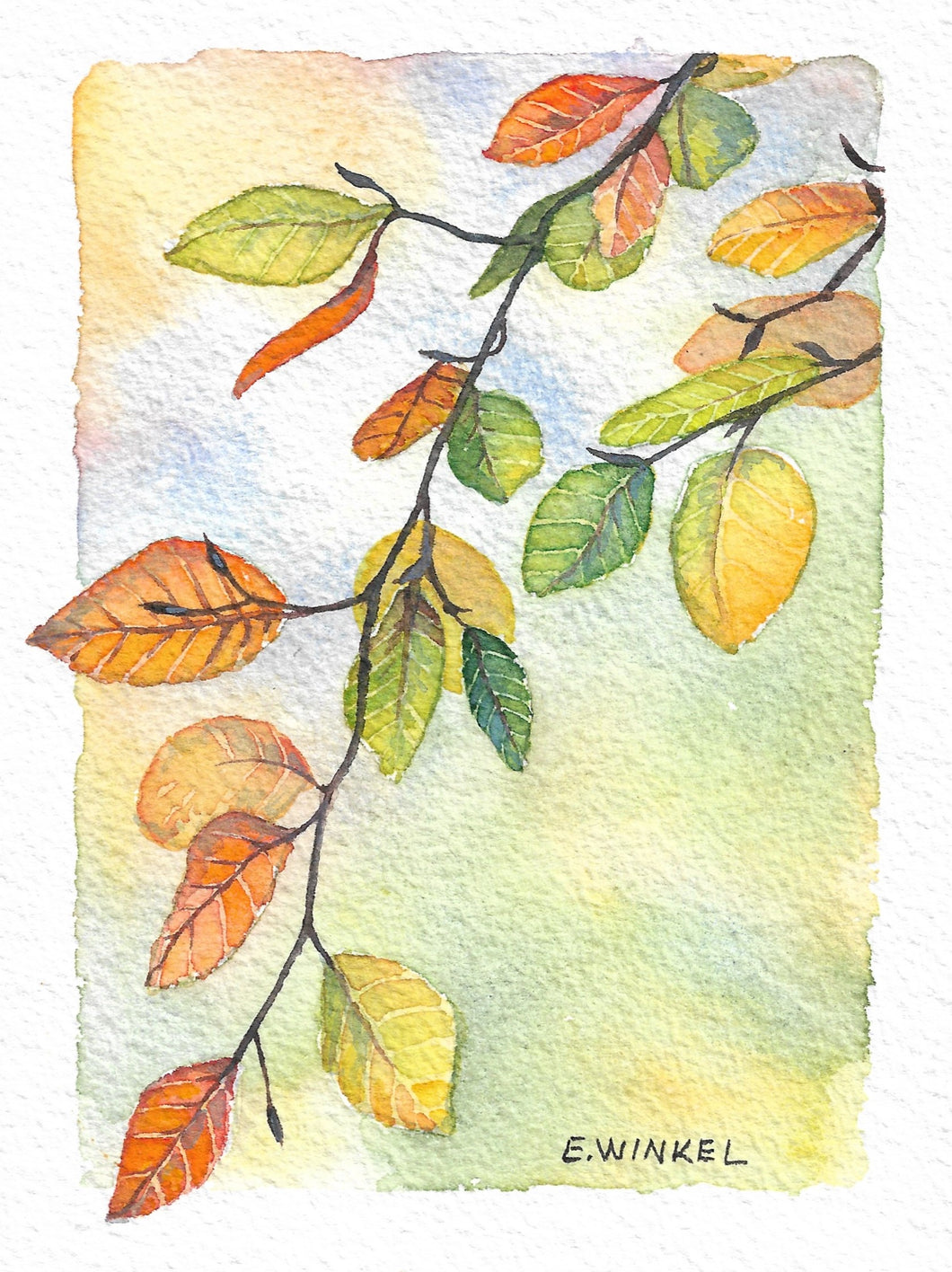 Fall Leaves- Original Watercolor 5x7