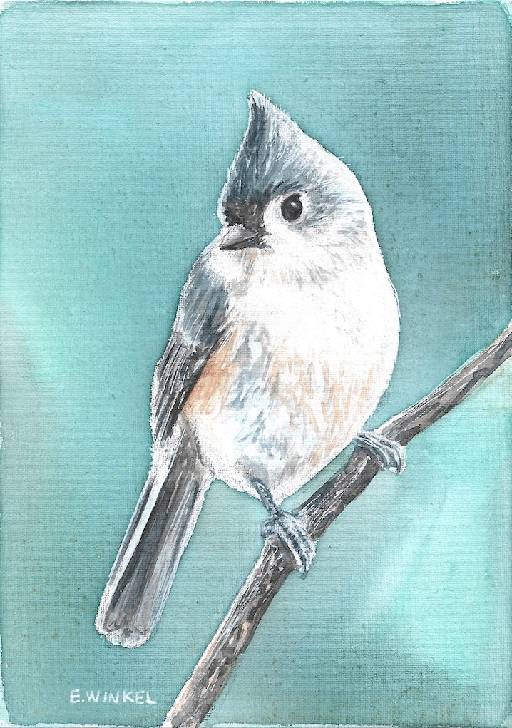 5x7in Watercolor Original- Tufted Titmouse