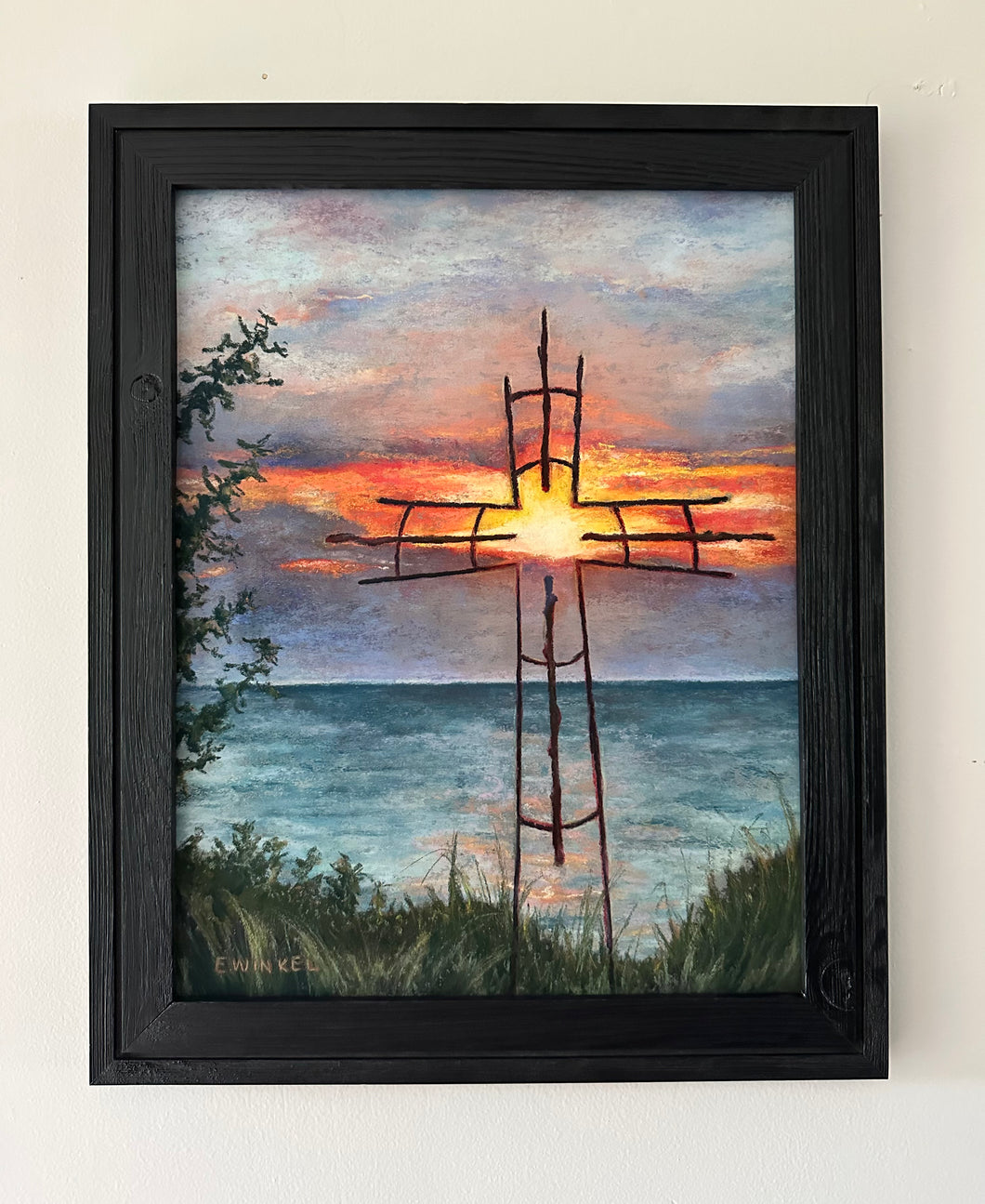 Cross at Sunset- Original Pastel 14x18in