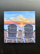 Load image into Gallery viewer, Painted Tile- Two Chairs
