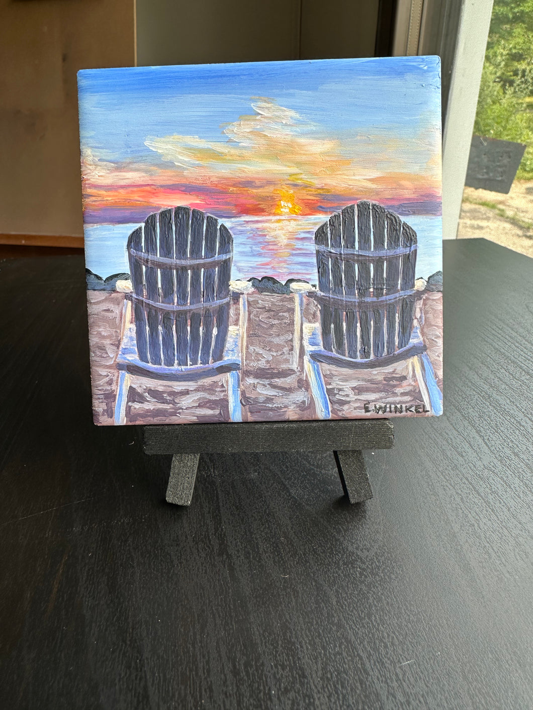 Painted Tile- Two Chairs