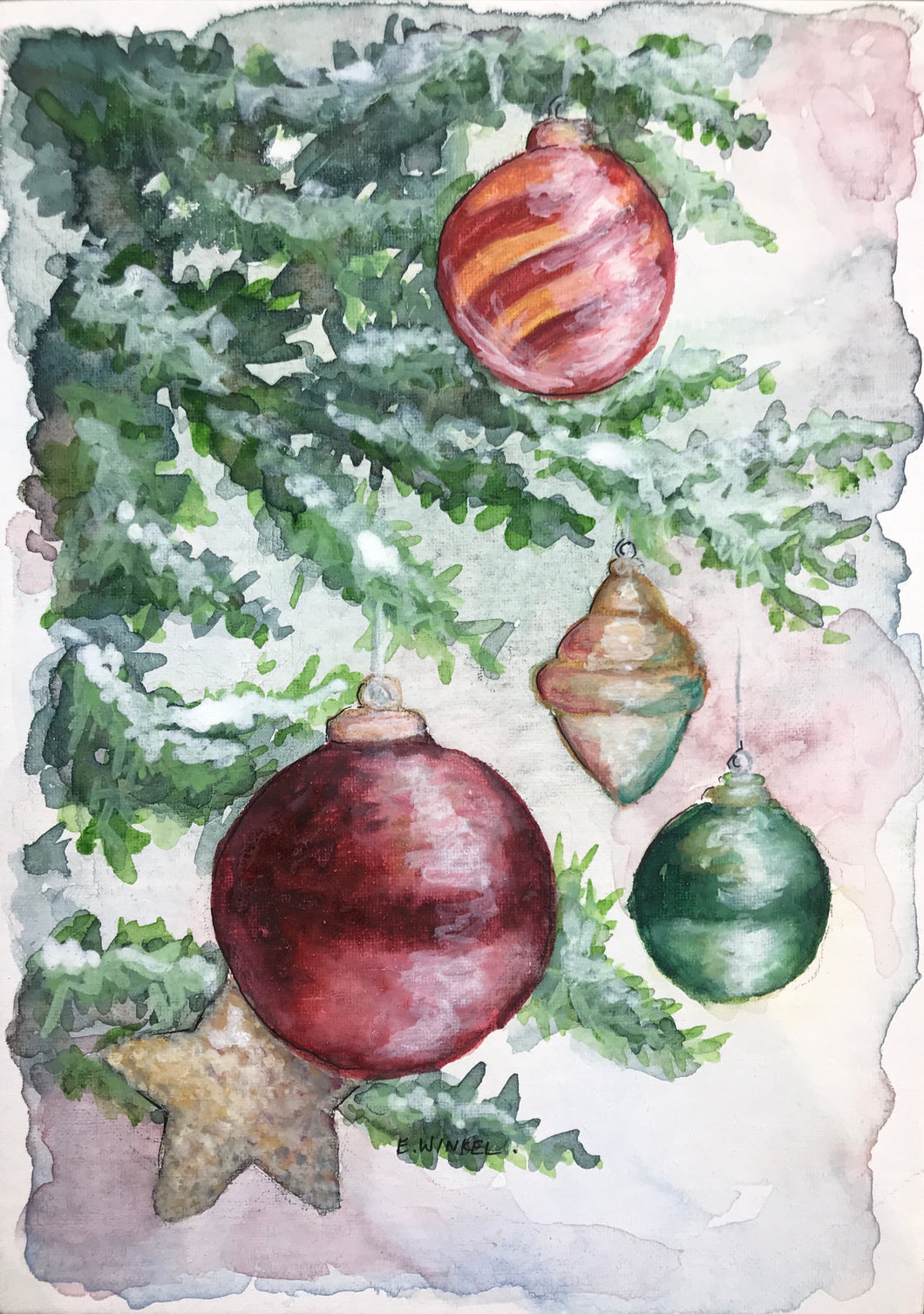 Ornaments- Original Watercolor 5x7