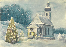 Load image into Gallery viewer, Snowy Church- Original Watercolor 5x7
