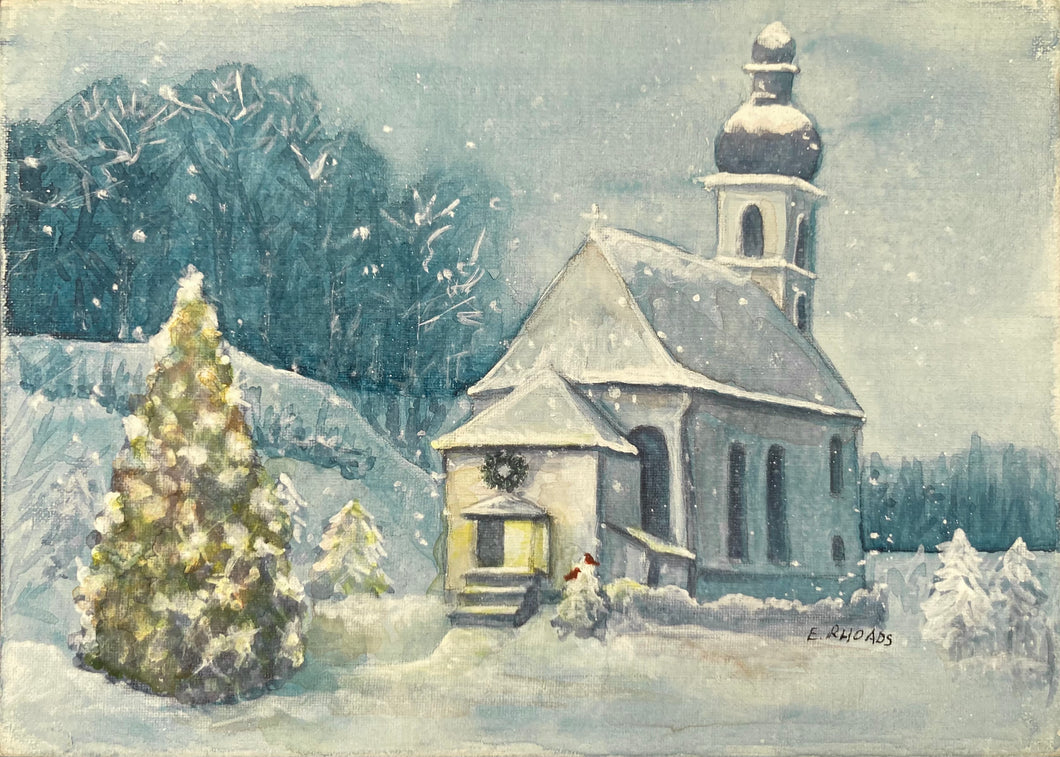 Snowy Church- Original Watercolor 5x7