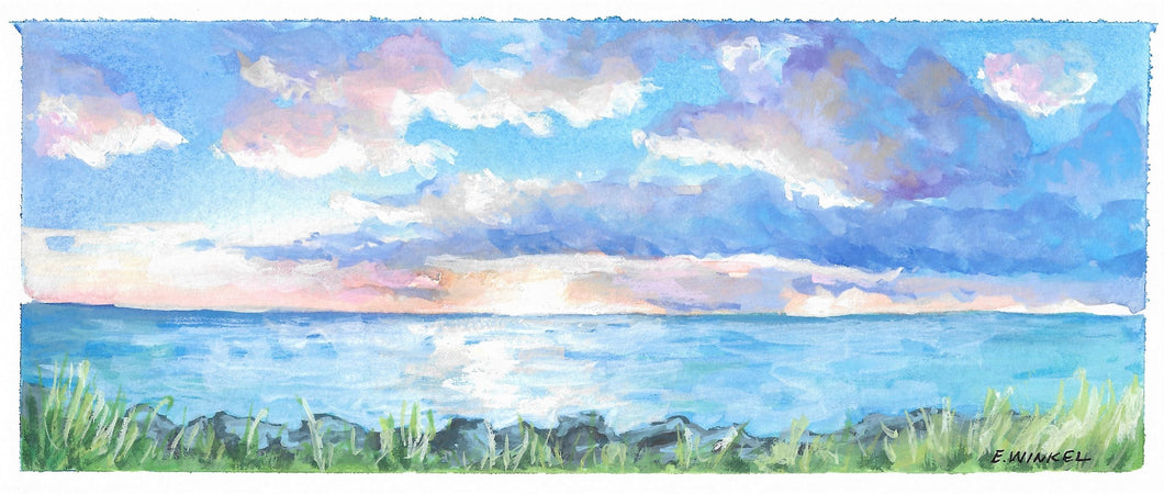 RKD Evening Sky- Original Painted Card 4x9